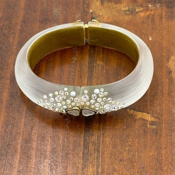 Authentic Alexis Bittar Lucite Crystal Hinged Bangle Bracelet - Picture 4 of 5